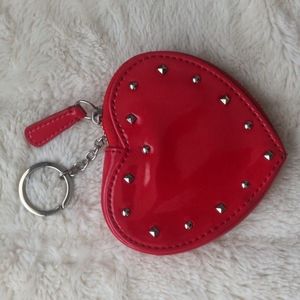 Coach Patent Studded Round Heart Coin Case 68068